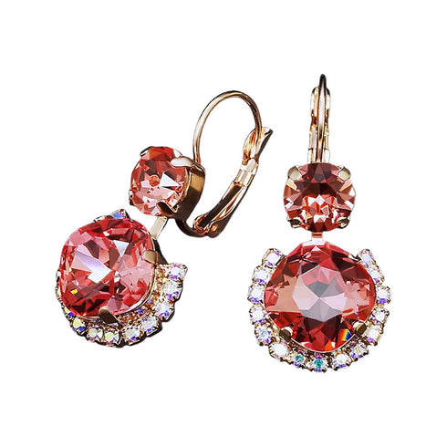Auskarai "Klaris VI (Rožinė Persikas)" su Swarovski™ kristalais
